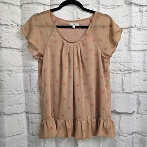Gap Women's Polka Dot Ruffled Blouse Size Small Sheer Lined